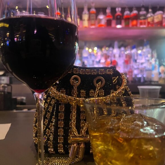 Neiman Marcus Rhinestone Black Sparkly Gemstone Bag - Picture 3 of 4